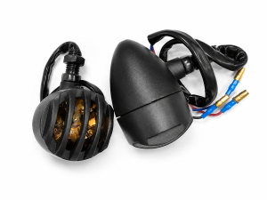 Turn Signal Light OG Black Pair with retro grill cover