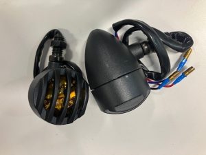 Turn Signal Light OG Black Pair with retro grill cover