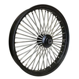 Attitude Inc Wheel, Front, MaxSpoke, Black/Chrome Spoke, For Harley-Davidson , 21X2.15 Dual Disc, 3/4''Axle, Each