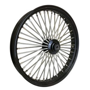 Attitude Inc Wheel, Front, MaxSpoke, Black/Chrome Spoke, For Harley-Davidson , 21 x 3.5 Single Disc, 25mm Axle, Each