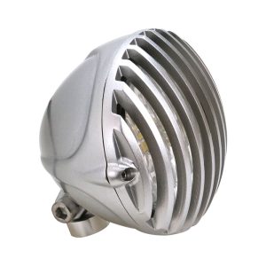 Attitude Inc Headlight 5.0'' Aluminium, Silver/Silver, Vintage Antique Style Chopper Bobber , Each