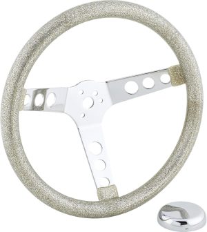 13 Inch Silver Metalflake 60s Style Steering Wheel, 3-1/2 Dish